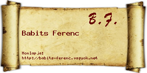 Babits Ferenc névjegykártya